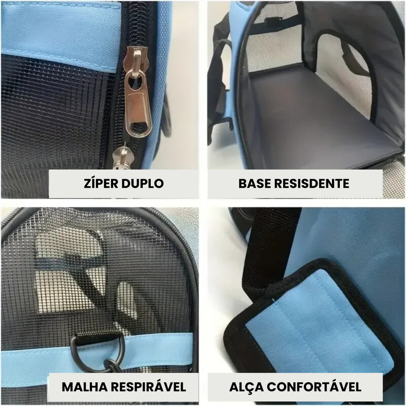 Bolsa de Transporte Pet Impermeável com Alças e Zíper Duplo