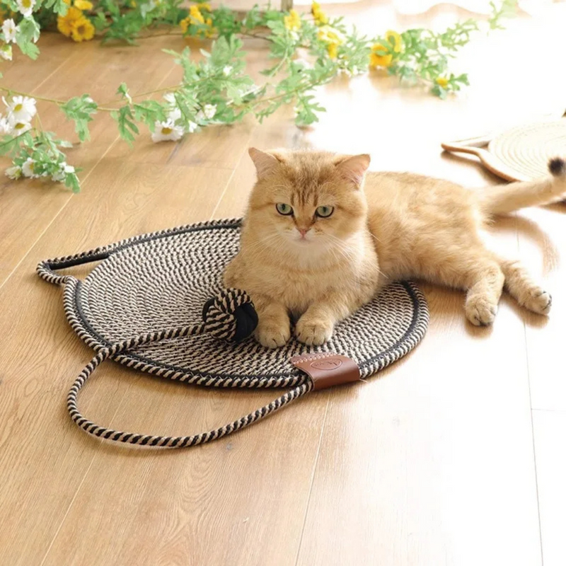 Tapete Tabuleiro Arranhador e Bolinha de Sisal para Gatos