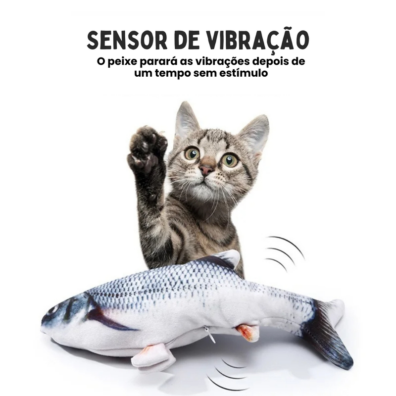 Peixe Elétrico Vibra e Mexe Brinquedo Interativo para Gatos