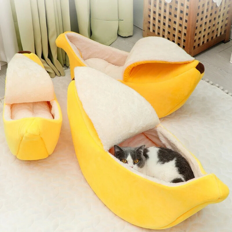 Cama Pet Formato de Banana para Cães e Gatos