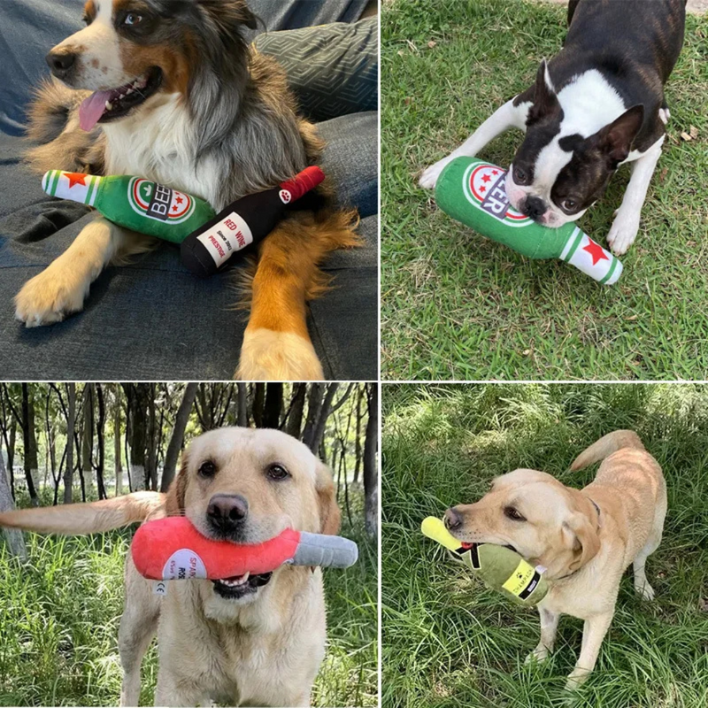 Brinquedo Garrafa Pet Pelúcia Garrafa de Bebidas Divertidas para Cachorros