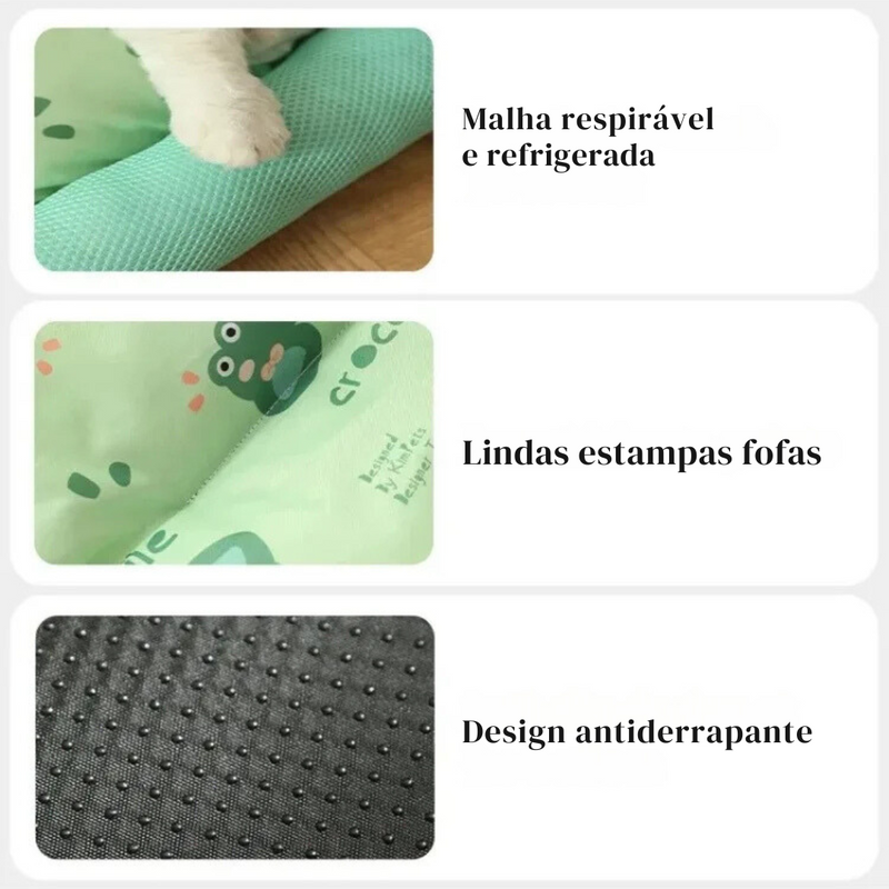 Cama Pet Verão com Tecido Resfriado para Cachorros e Gatos