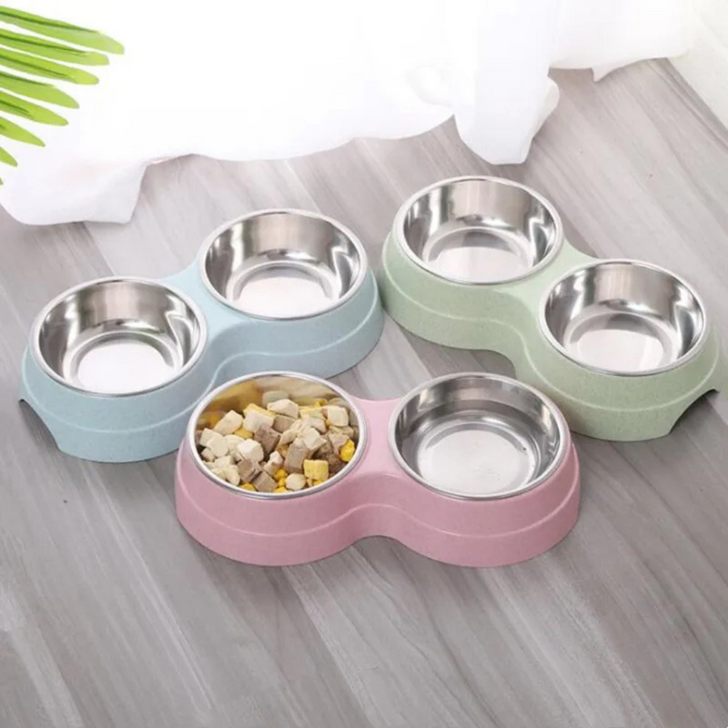 Tigela Dupla Pet Bebedouro e Comedouro Aço Inox para Cães e Gatos