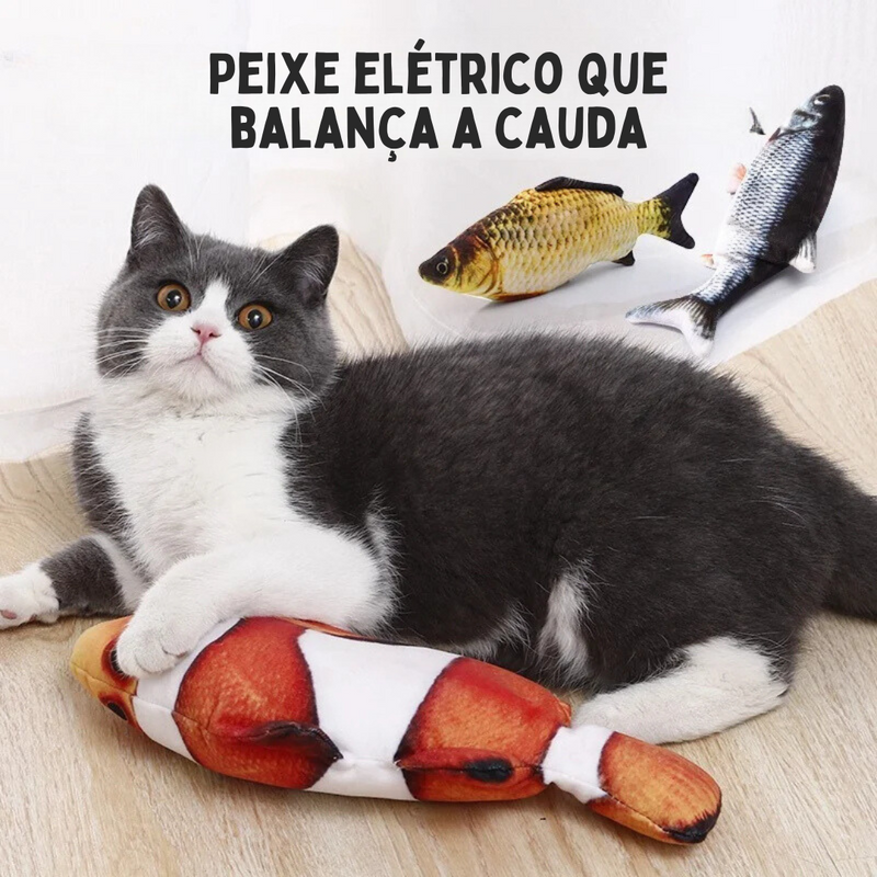 Peixe Elétrico Vibra e Mexe Brinquedo Interativo para Gatos