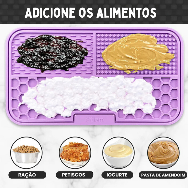 Tapete de Lamber Comedouro Lento Calmante Alimentação Interativa