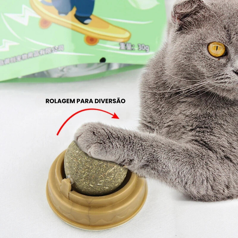 Brinquedo Bolinha de Catnip Interativa Atrativa para Gatos com Adesivo Dupla Face