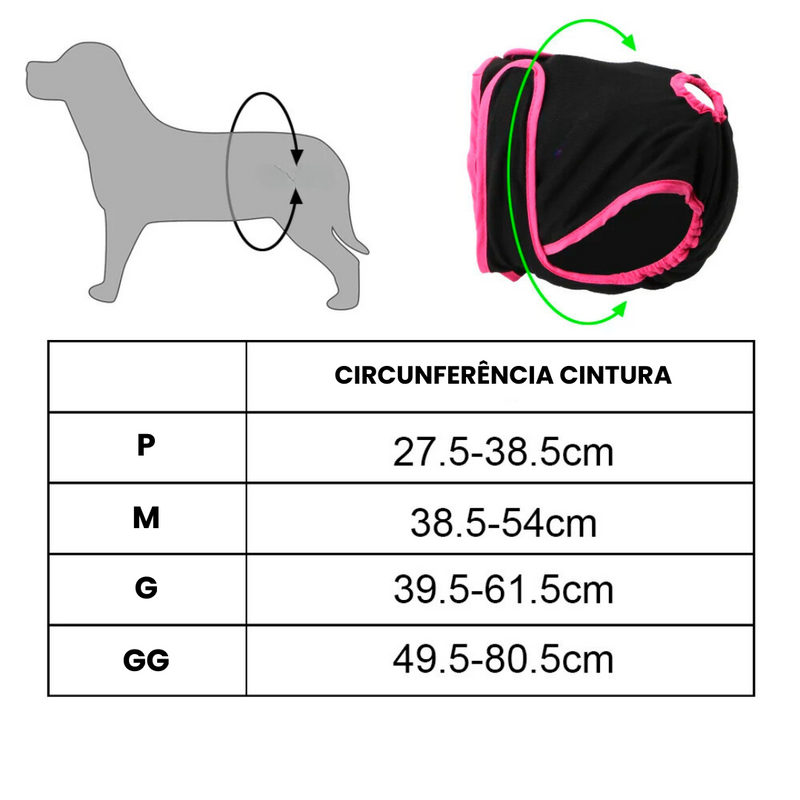 Short Fralda Pet Respirável Calcinha Sanitária Higiênica