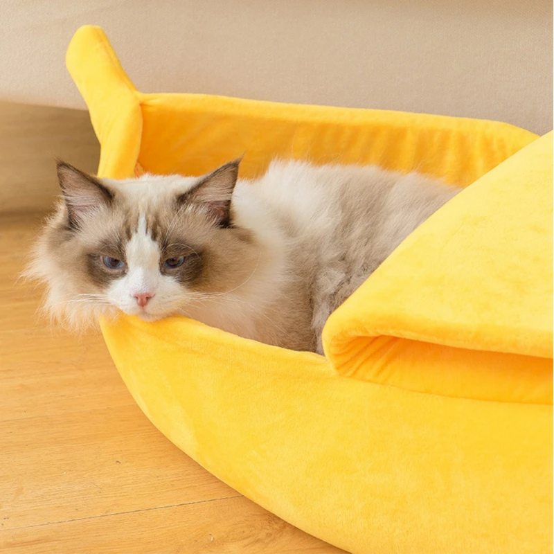 Cama Pet Formato de Banana para Cães e Gatos