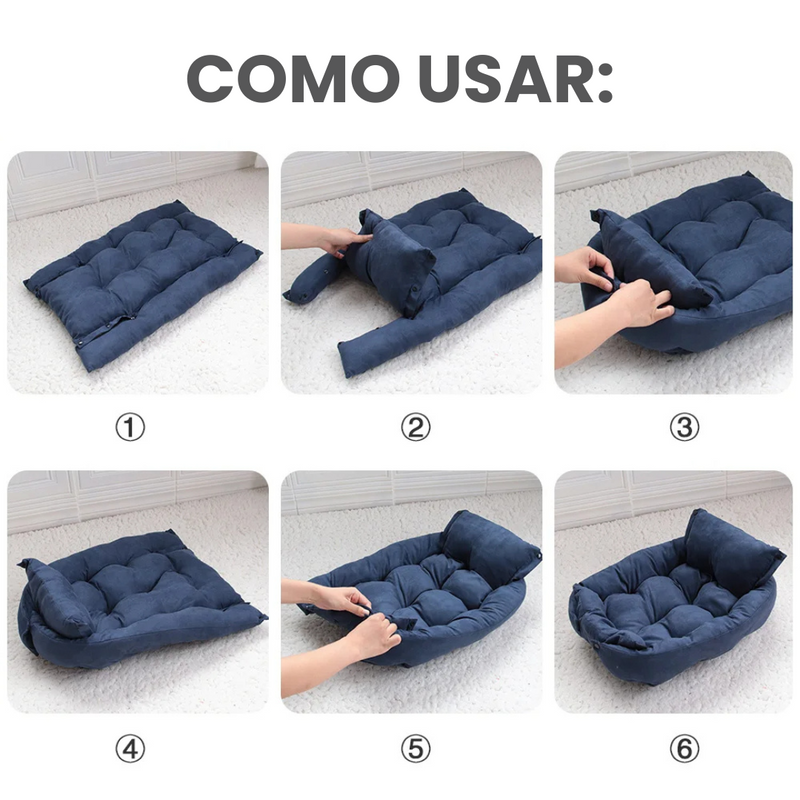 Cama Colchão Sofá Pet 3 em 1 Acolchoado para Cães e Gatos