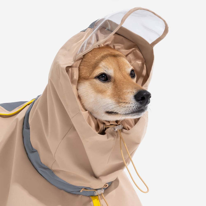 Capa de chuva ajustável reflexiva impermeável com bolso para cães e humanos - mantenha-se seco