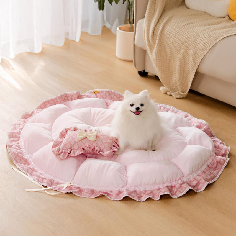 Cama para animais de estimação redonda multifuncional lavável com cordão - Floral Night Napper