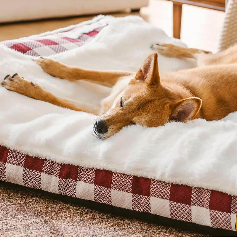 Cama grande retangular com encosto de cabeça xadrez clássico - Onda sonhadora