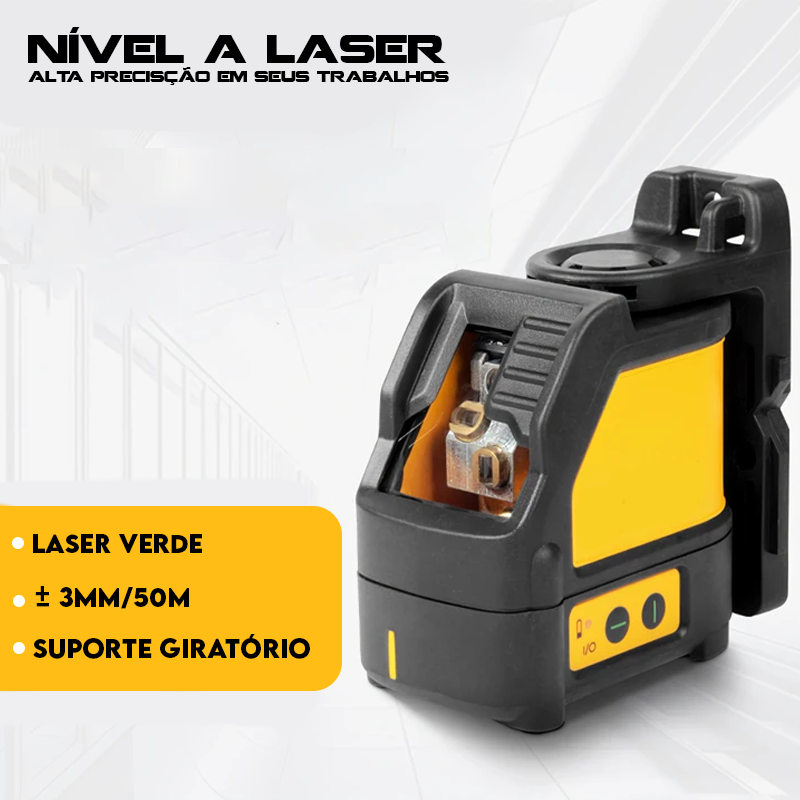 Nivelador de Linha a Laser Vertical e Horizontal Automático de Alta Precisão Profissional - 2 Linhas + Base de Parede