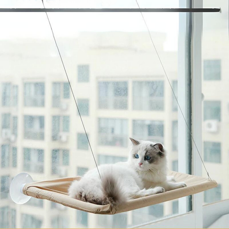 Cama Suspensa para Gatos Rede Montada em Janela com Ventosa Super Resistente