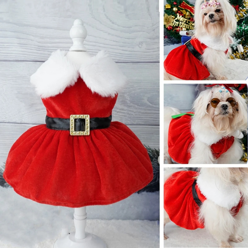 Vestido Natalino para Pets Fantasia Mamãe Noel para Cachorros