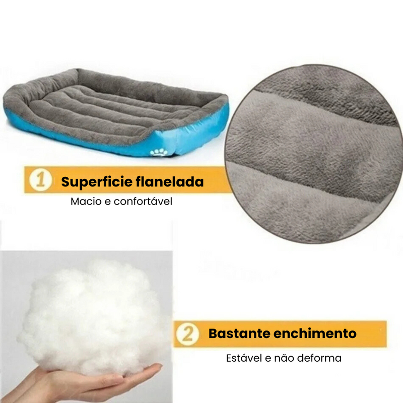 Cama Almofada Quadrada Flanelada com Tecido Oxford Resistente