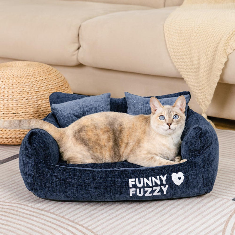 Sofa-cama para gatos vintage em chenile lavável e macio