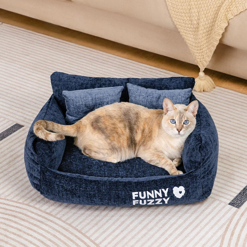 Sofa-cama para gatos vintage em chenile lavável e macio