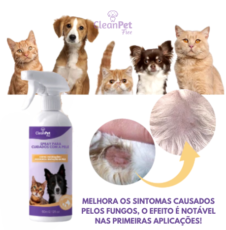 Spray Antibacteriano para Coceira na Pele - Alivia Coceira Instantaneamente - Sem Álcool para Cães e Gatos