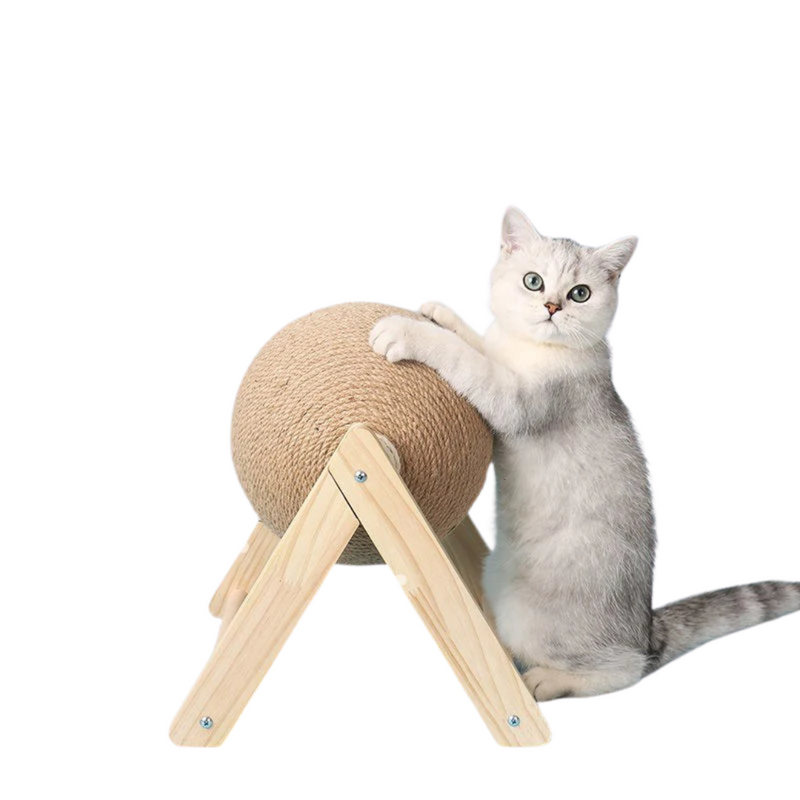 Bola Arranhador Sisal de Gato com Suporte de Madeira