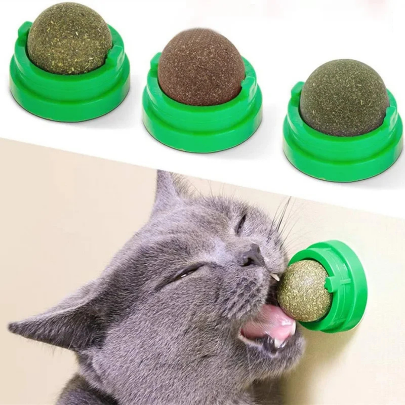 Brinquedo Bolinha de Catnip Interativa Atrativa para Gatos com Adesivo Dupla Face