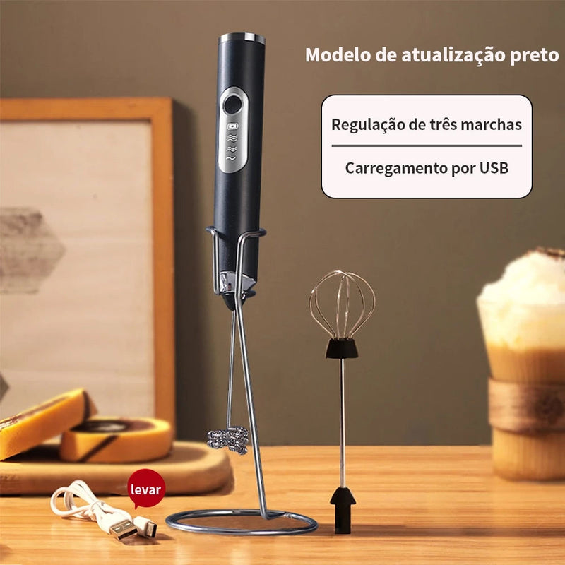 Batedor Misturador Mixer Elétrico Portátil | Para Bebidas Leite Café