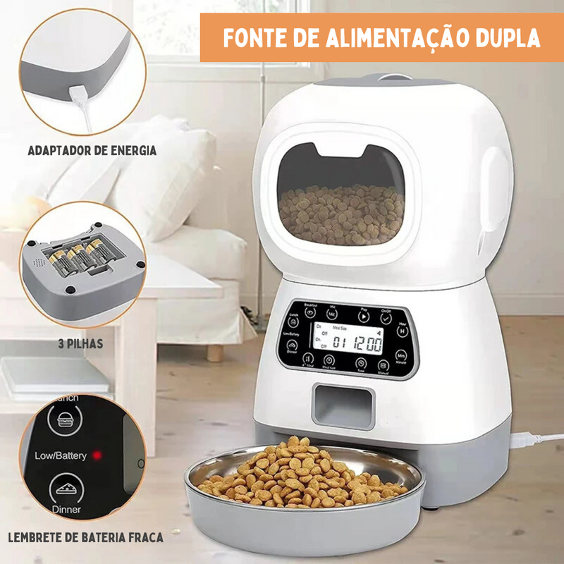 Alimentador Comedouro Pet Automático Inteligente Programável para Cães e Gatos