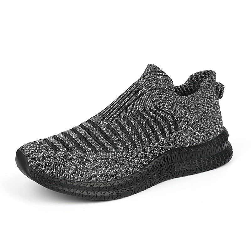 Tênis de Caminhada Academia Masculino Meia Knit Antiodor Cinza