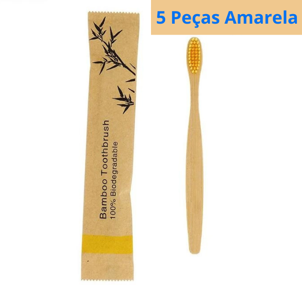 Conjunto de Escovas de Dentes de Bambu | Kit com 5 ou 10 Escovas