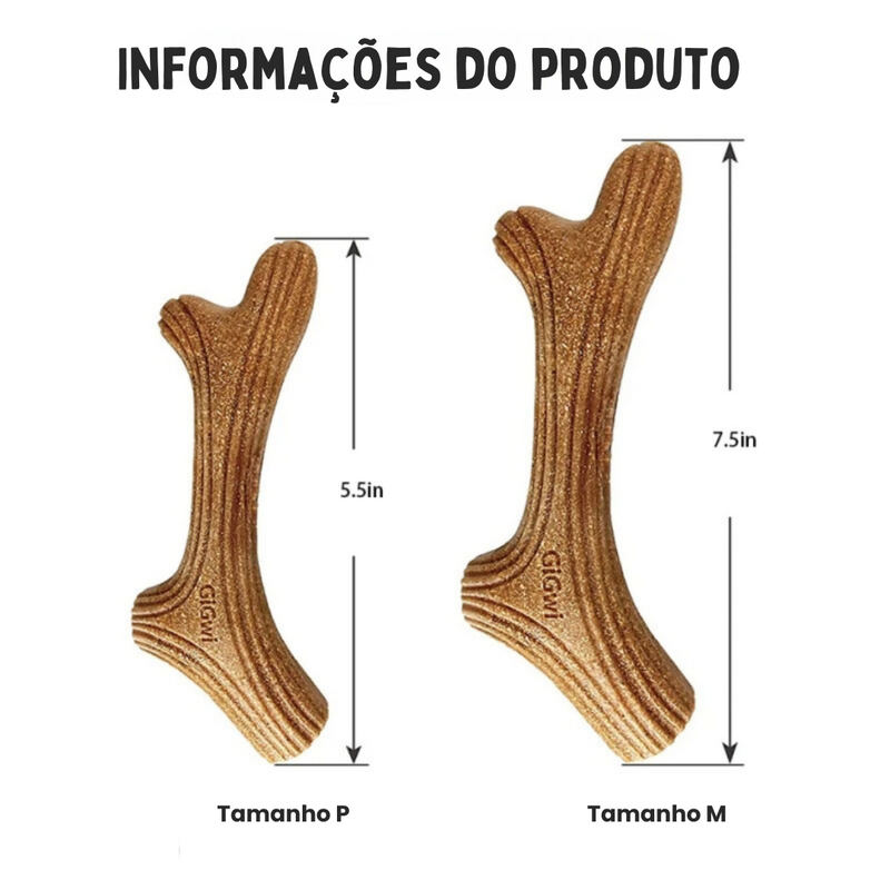 Mordedor Ecológico Galho Madeira Resistente Longa Duração