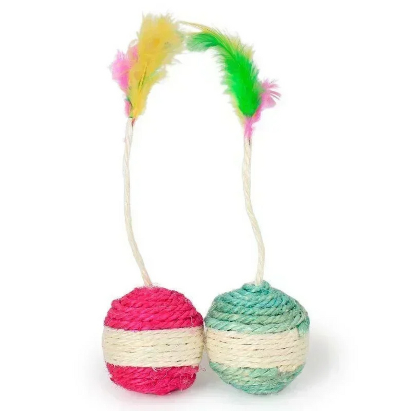 Brinquedo Bolinha de Sisal com Pena para Gatos