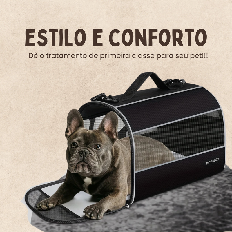 Bolsa Caixa Transportadora de Pet em Tecido Telada com Alças