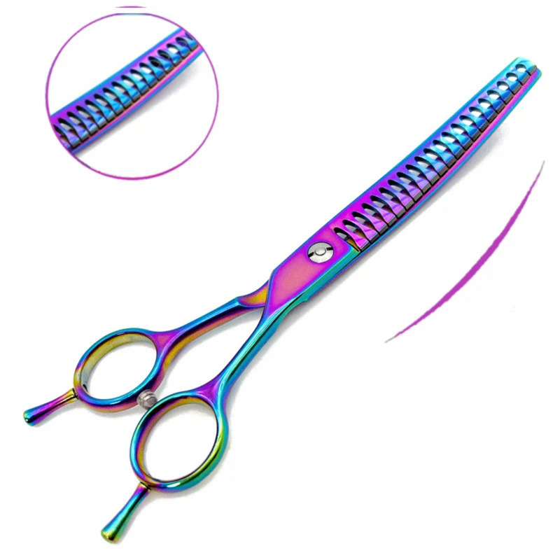 Tesoura de Tosa Profissional 7 Polegadas Curva Dentada Desbastadora