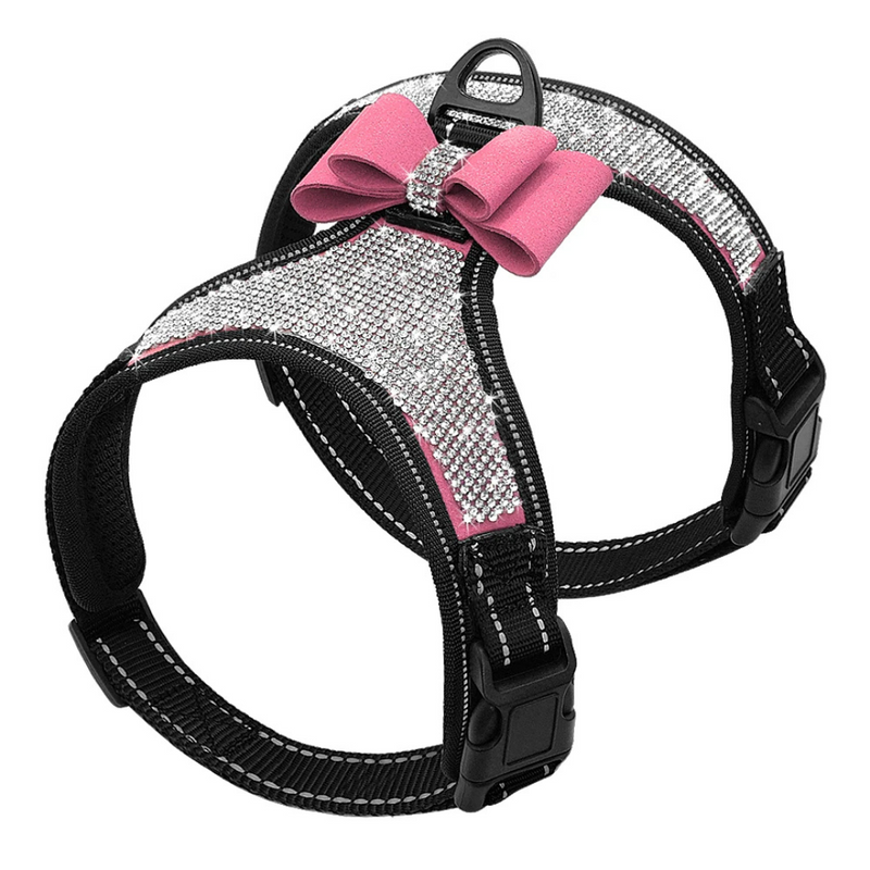 Peitoral Coleira com Gliter Strass para Cachorros