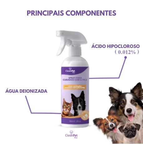 Spray Antibacteriano para Coceira na Pele - Alivia Coceira Instantaneamente - Sem Álcool para Cães e Gatos