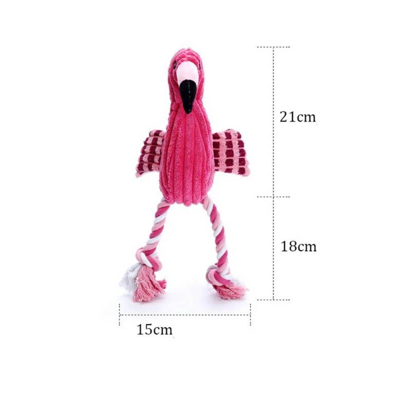 Brinquedo Pelúcia com Corda Flamingo Mordedor para Cachorros