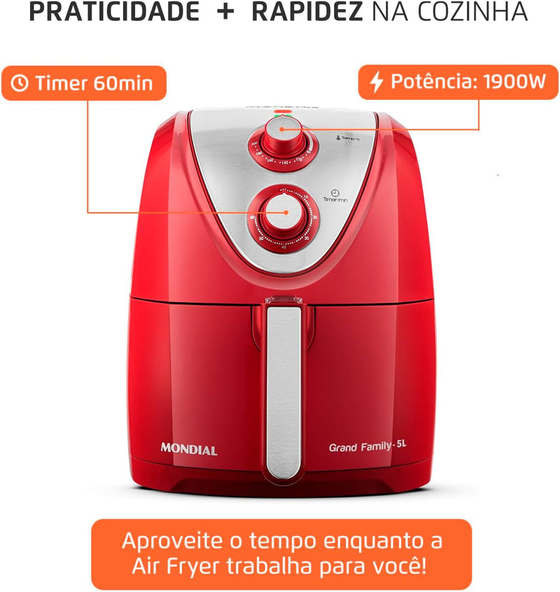 🔥 COMPRE 1 E LEVE 2! 🌟Transforme Sua Cozinha com a Fritadeira Sem Óleo Air Fryer Mondial 5L!🌟🔥 COMPRE 1 E LEVE 2!