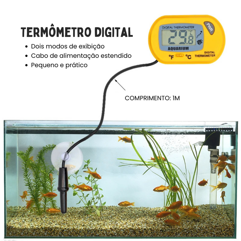 Termômetro Aquário Digital Medidor de Temperatura Tanque de Peixes