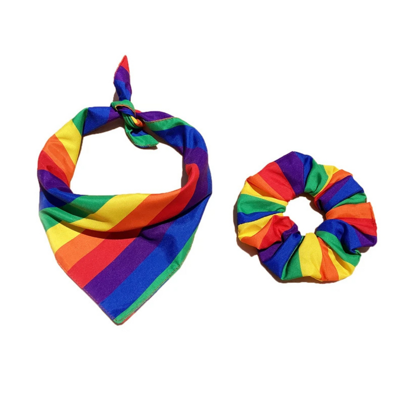 Bandana Lenço Pet Arco Iris para Cachorros