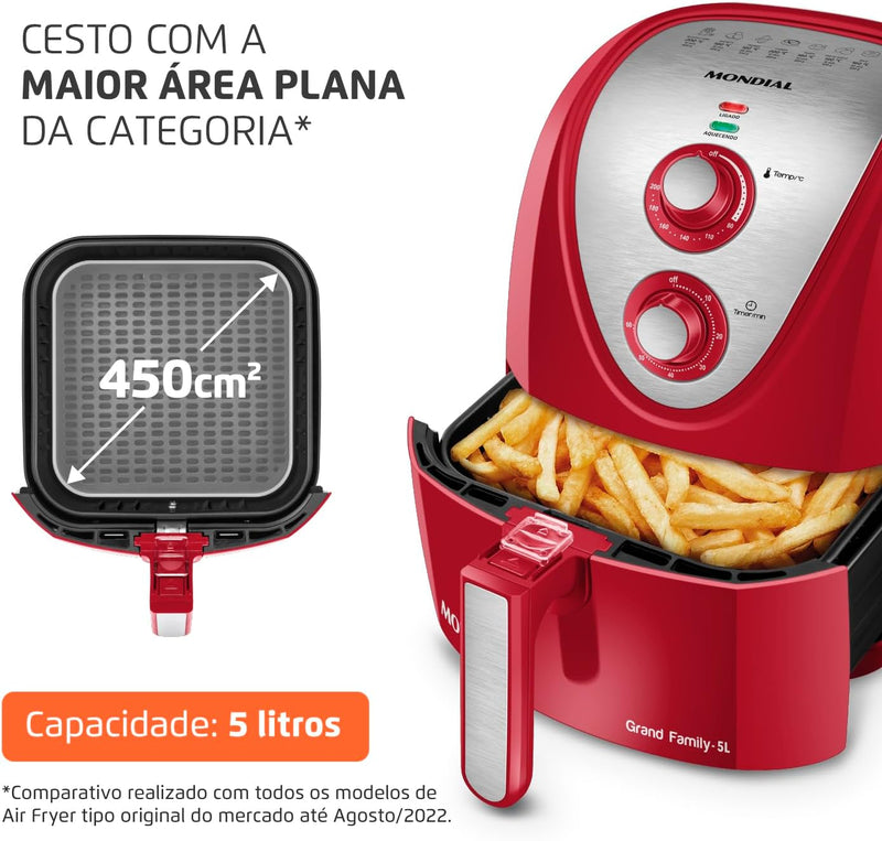 🔥 COMPRE 1 E LEVE 2! 🌟Transforme Sua Cozinha com a Fritadeira Sem Óleo Air Fryer Mondial 5L!🌟🔥 COMPRE 1 E LEVE 2!