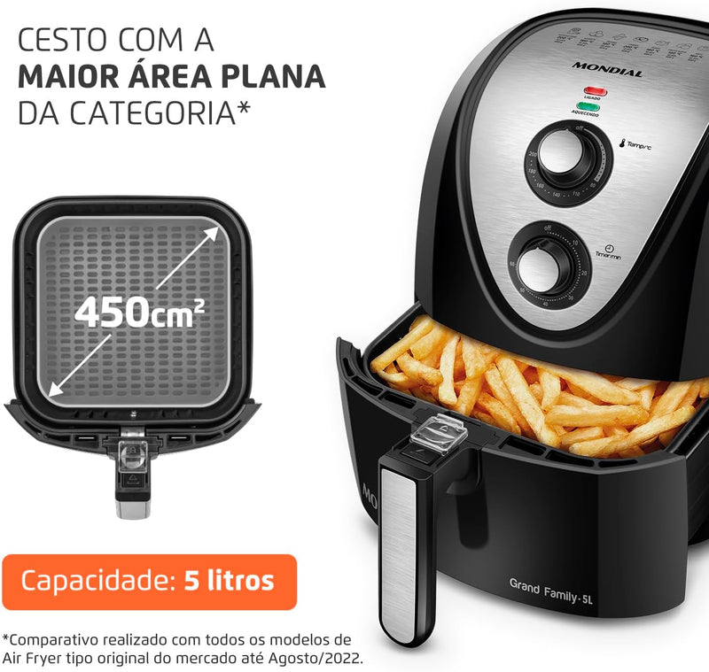 🔥 COMPRE 1 E LEVE 2! 🌟Transforme Sua Cozinha com a Fritadeira Sem Óleo Air Fryer Mondial 5L!🌟🔥 COMPRE 1 E LEVE 2!