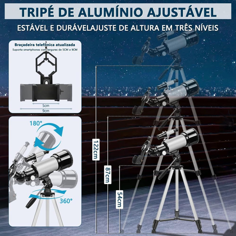 Telescopio, Telescópio, Telescopio Astronomico Profissional, Telescopio Astronomico, Telescópio Astronômico, Telescópio Refrator Portátil, Telescopio 70mm