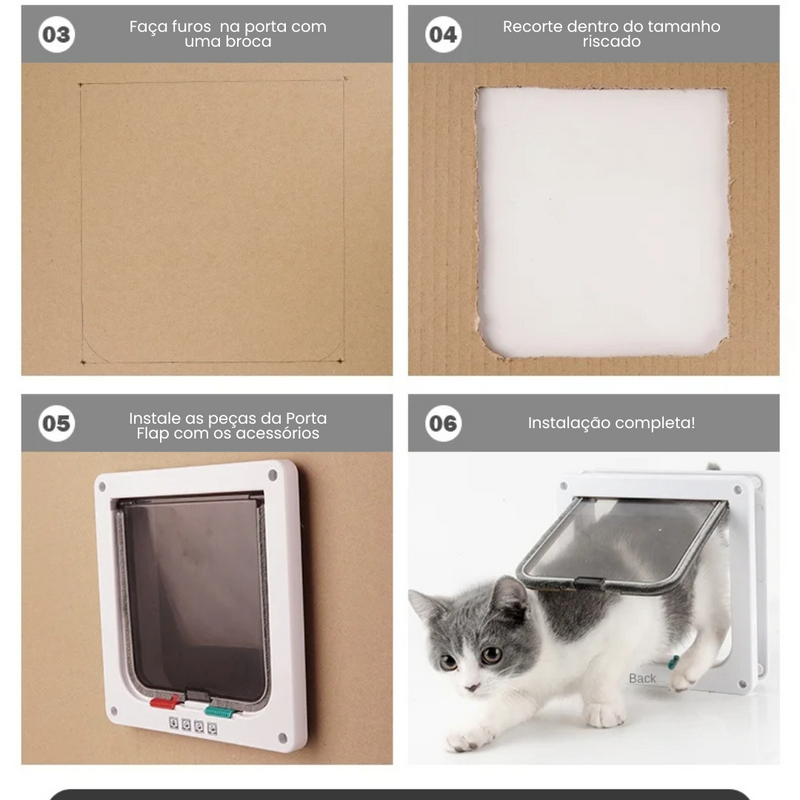 Porta Flap Portinha Pet de Passagem Inteligente para Gato