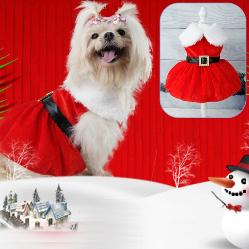 Vestido Natalino para Pets Fantasia Mamãe Noel para Cachorros