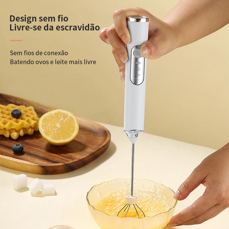 Batedor Misturador Mixer Elétrico Portátil | Para Bebidas Leite Café