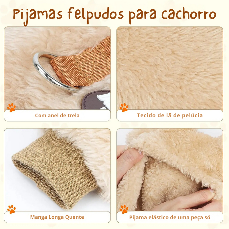 Roupinha Pijama Veludo para Cachorros de Pequeno Porte