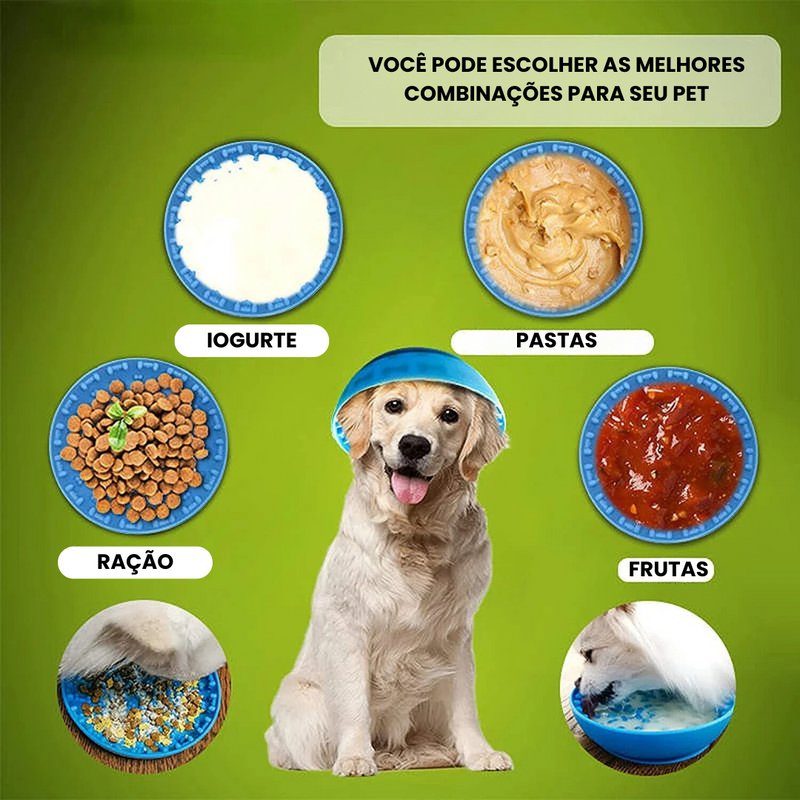 Tigela Pet Silicone de Alimentação Lenta com Espátula Tapete Lick Mat para Cachorros