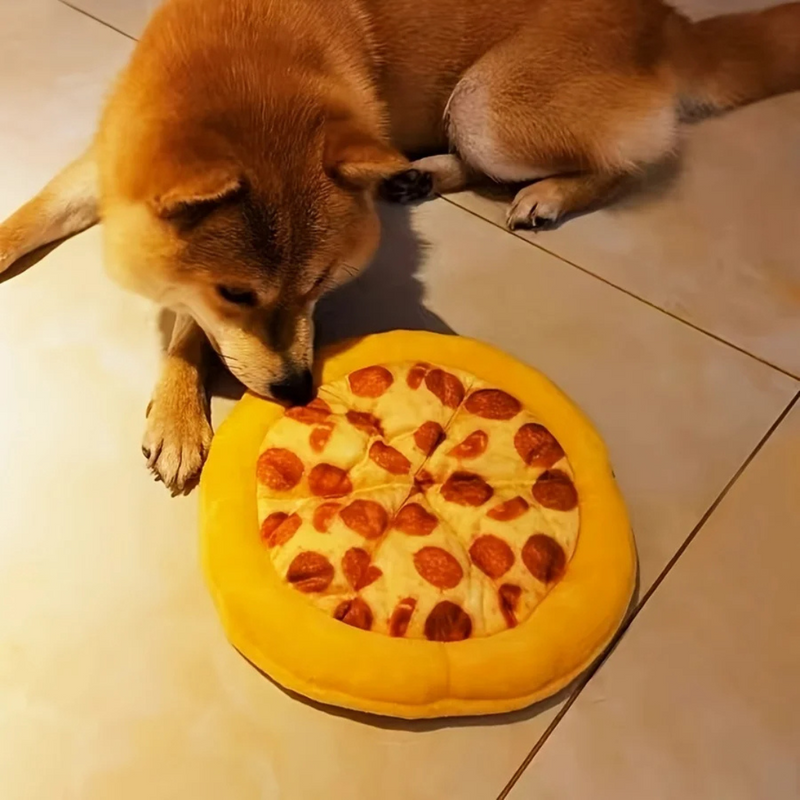 Brinquedo Pelúcia Formato de Pizza para Cachorros