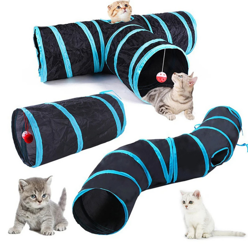 Túnel para Gatos Brinquedo Interativo com Brinquedos