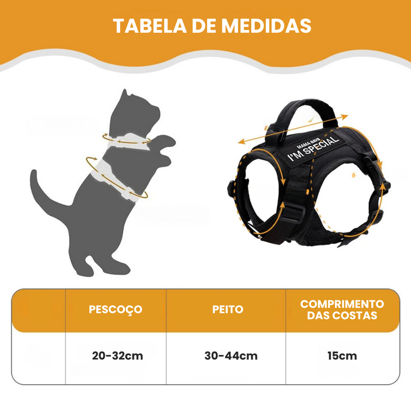 Arnês Tático para Gatos Coleira a Prova de Fuga